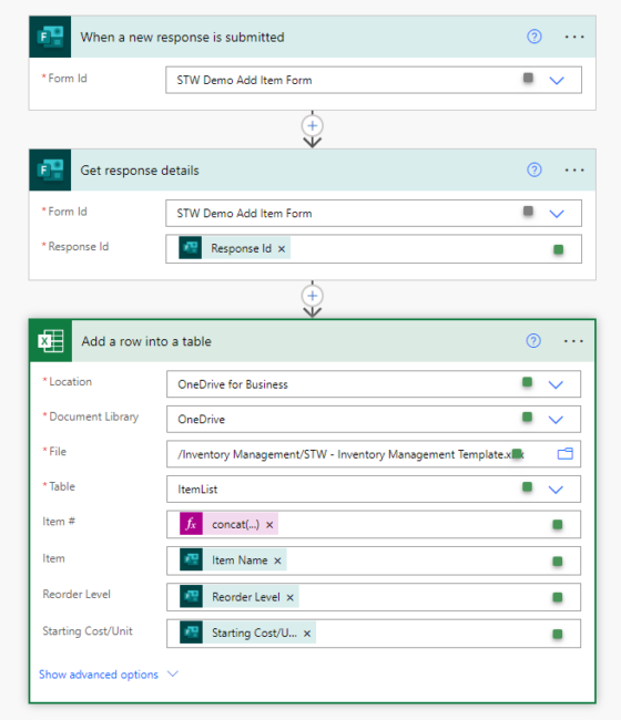 Add A Row In Excel Using Power Automate And Microsoft Forms Stw Services 9921